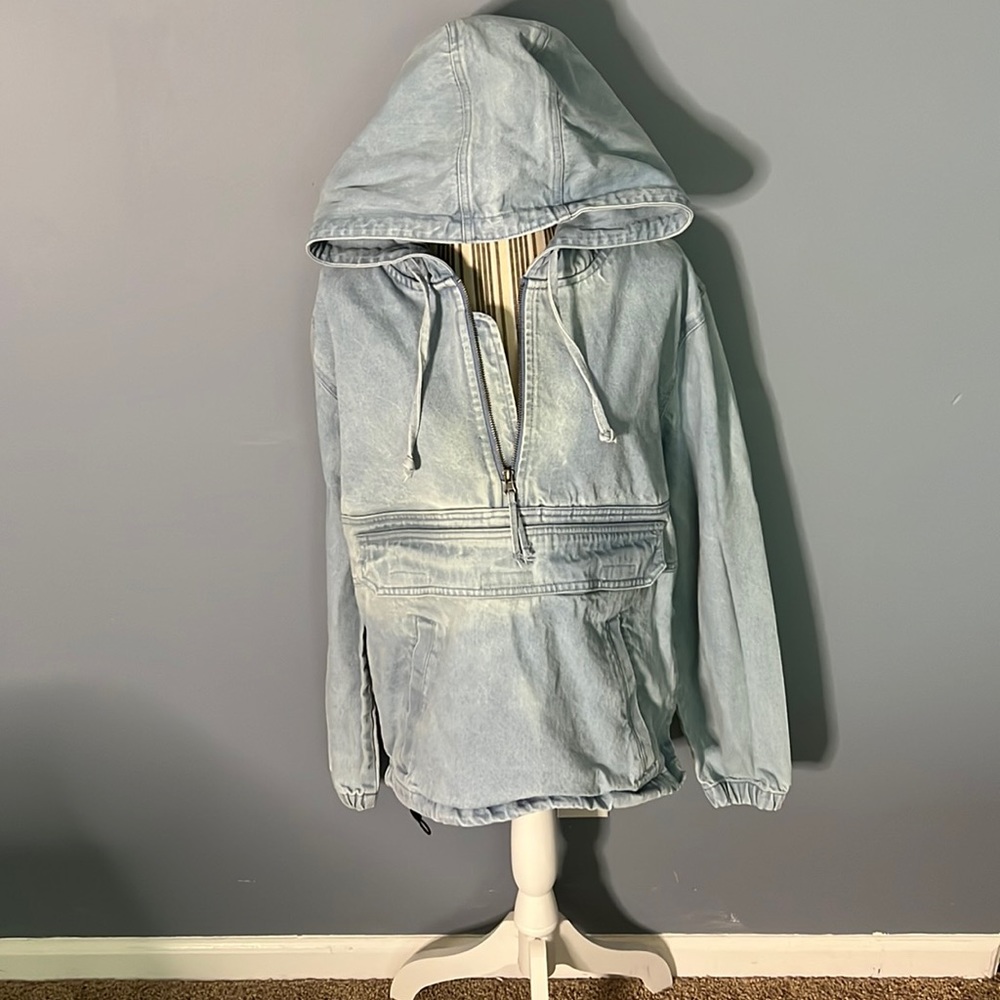 Vintage Denim Hoodie Hoody Pullover Sweatshirt